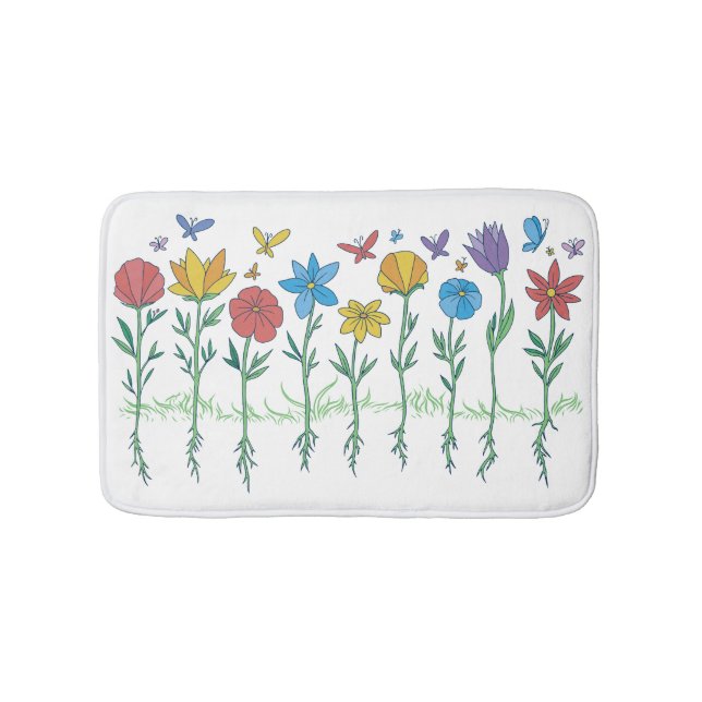 Tapete De Banheiro desenho de flores crescendo (frente)