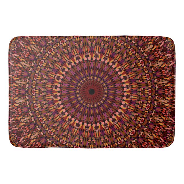 Tapete De Banheiro Desenho de Mandala Marrom Floral (Frente)