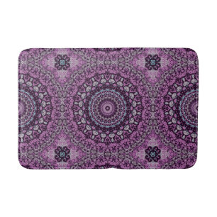 Tapete De Banheiro Desenho de Mandala Roxo e Lavanda
