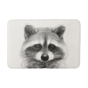 Tapete De Banheiro Desenho do Lápis de Raccoon