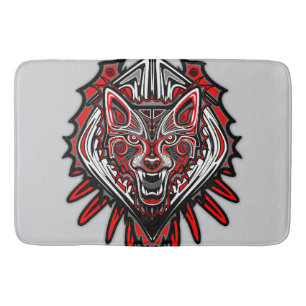 Tapete De Banheiro Desenho Totêmico Tribal Haida de Lobo