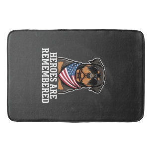 Tapete De Banheiro Desenho Vetorial de Cão Herói Rottweiler Patriótic