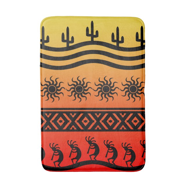 Tapete De Banheiro Desert Sun Cactus Southwest Design Kokopelli (Frente Vertical)