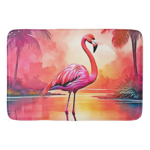 Tapete De Banheiro Design de Brilho Tropical de Flamingo Vibrante