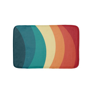 Tapete De Banheiro Design de curvas coloridas de estilo retrógrado