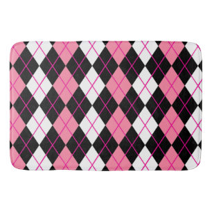 Tapete De Banheiro Design de Diamante de Argyle Branco-Rosa