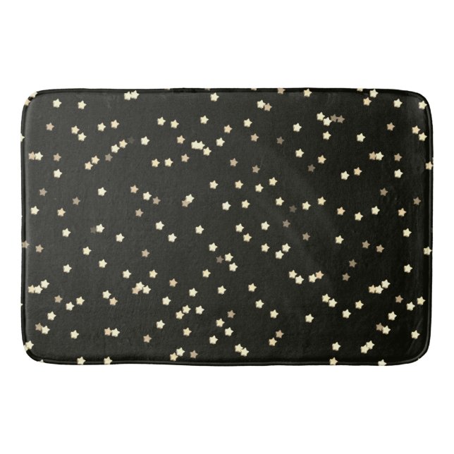 Tapete De Banheiro Design de Estrela Dourada a Preto (Frente)