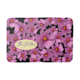 Tapete De Banheiro Design de Flor do Cosmos Roxo em um Fundo Preto