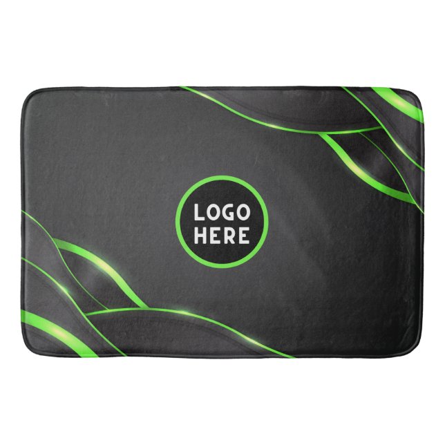 Tapete De Banheiro Design de Fluido Abstrato Preto e Verde | Adiciona (Frente)