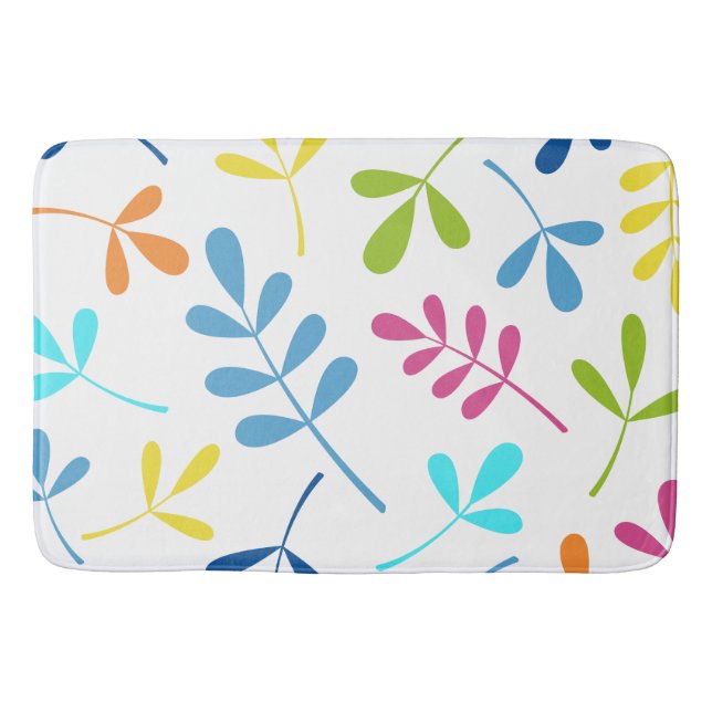 Tapete De Banheiro Design de Folhas Grande e Multicoloridas (Frente)