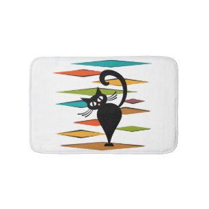 Tapete De Banheiro design de gato preto meio século