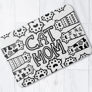 Tapete De Banheiro Design de Impressão de Paw Mãe de Gato Preto e Bra
