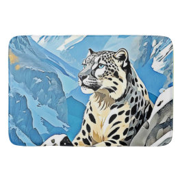 Tapete De Banheiro Design de Leopardo de Neve Selvagem