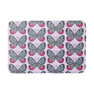Tapete De Banheiro Design de Padrão de Borboleta Rosa de Outubro