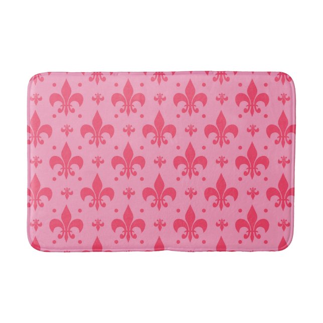Tapete De Banheiro Design de padrão rosa Fleur-de-lis (Frente)
