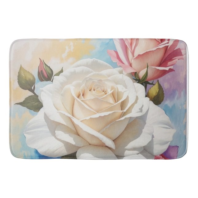 Tapete De Banheiro Design de pintura Rose Bouquet (Frente)