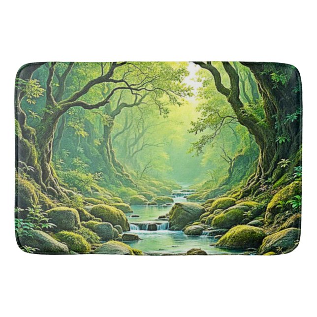 Tapete De Banheiro Design de Stream Florestal Encantado (Frente)