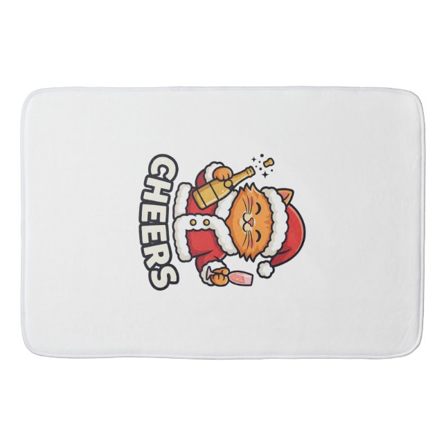 Tapete De Banheiro Design de Vetor de Gato de Natal Alegra (Frente)