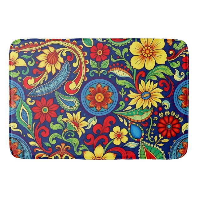 Tapete De Banheiro Design do Rainbow Colour Flor Paisley (Frente)