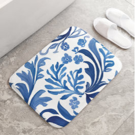 Tapete De Banheiro Design Floral Azul e Branco | Padrão de Chinoiseri