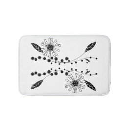 Tapete De Banheiro Design Floral Branco e Preto