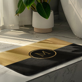 Tapete De Banheiro Design Geométrico Dourado e Preto Personalizado