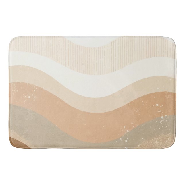 Tapete De Banheiro Design Neutro Terroso Ondas Mod Retro (Frente)