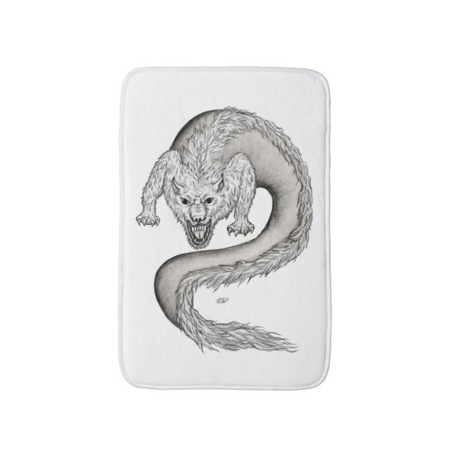 Tapete De Banheiro Design preto e branco do Wolfdragon (Frente Vertical)