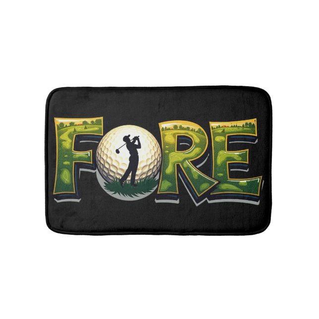 Tapete De Banheiro Design Trendy Golf com Silhouette Golfer (frente)