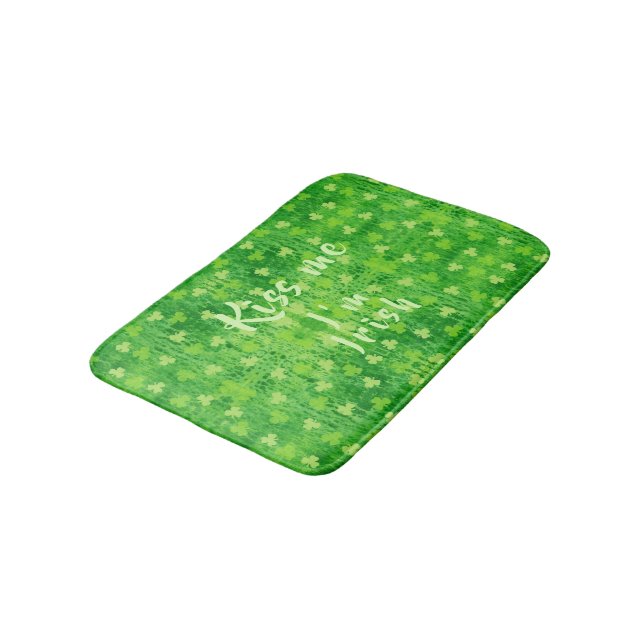 Tapete De Banheiro Dia de São Patrício Verde Shamrock Padrão Bath Mat (Angulado)