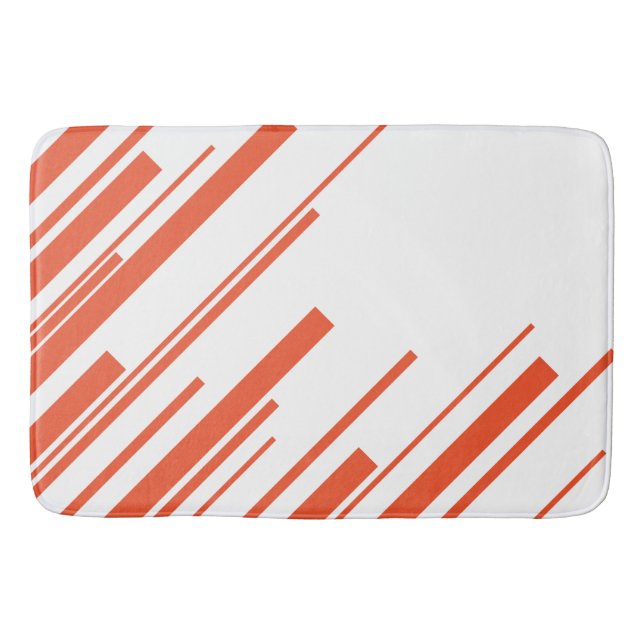 Tapete De Banheiro Diagonais em Laranja e Branco (Frente)