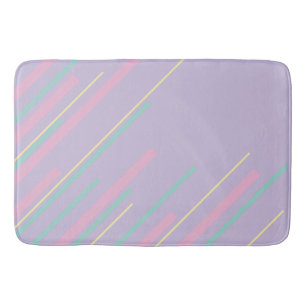 Tapete De Banheiro Diagonais - Rosa Pastel, Amarelo, Roxo e Verde