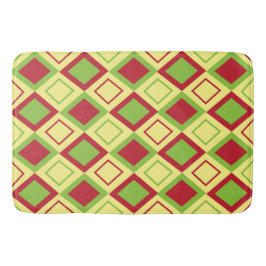 Tapete De Banheiro Diamante Verde Vermelho Geométrico