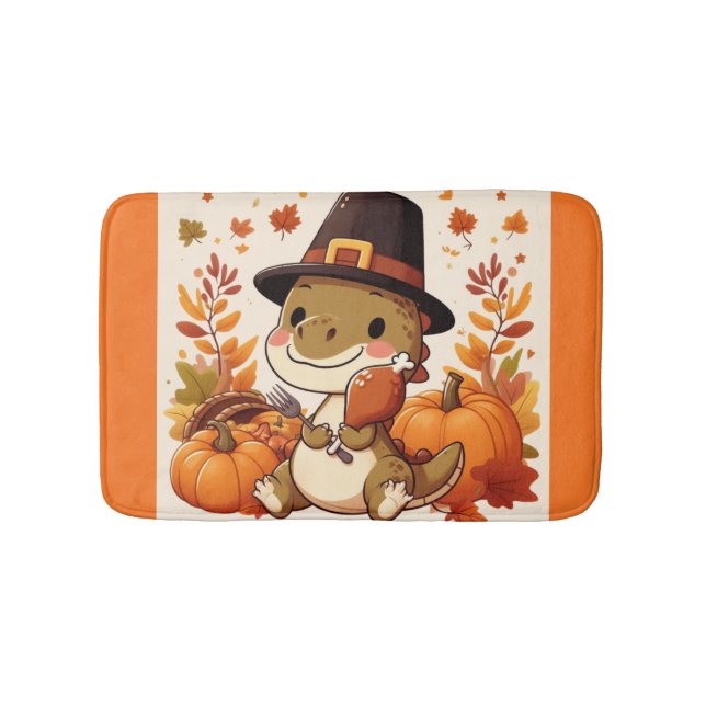 Tapete De Banheiro Dinossauro Bonito de Ação de Graças (frente)