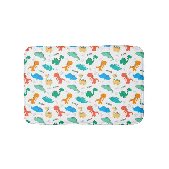 Tapete De Banheiro Dinossauros Coloridos Bonitos Padrão Ilustrado (frente)