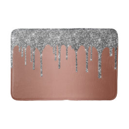 Tapete De Banheiro Dissipador de Glitter Prata Dourada Trendy Rosa