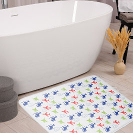 Tapete De Banheiro Diversão de Aviões e Nuvens Coloridos