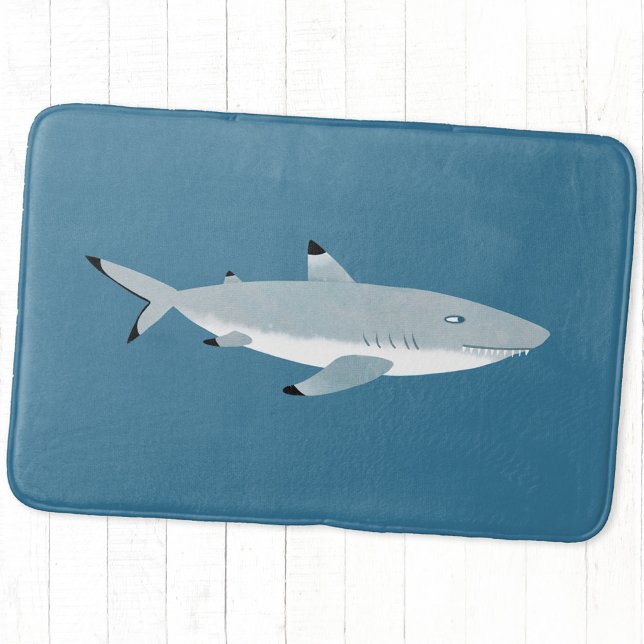 Tapete De Banheiro Diversão de tubarão-recife com ponta preta (Fun Black Tipped Reef Shark bath mat)