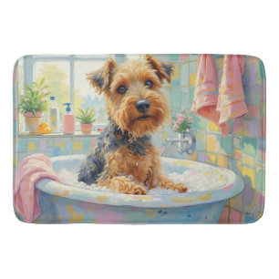 Tapete De Banheiro Diversão no Banho do Airedale Terrier Decoração de