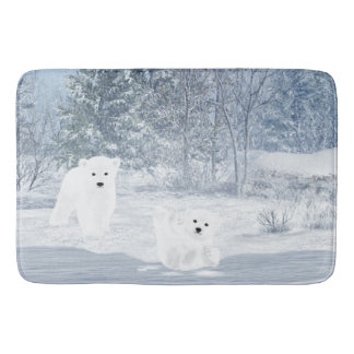 Tapete De Banheiro Divertimento da neve - urso Cubs polar,