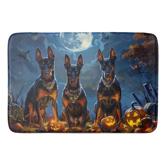 Tapete De Banheiro Doberman Halloween Spooky (Frente)