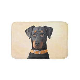 Tapete De Banheiro Doberman Pinscher Pintura Original Descortada