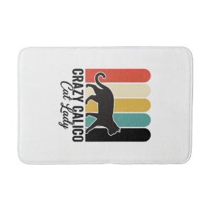 Tapete De Banheiro Doida Senhora do Gato Calico Vintage Retro Design
