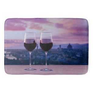 Tapete De Banheiro Dois copos de vinho tinto no horizonte de Florença