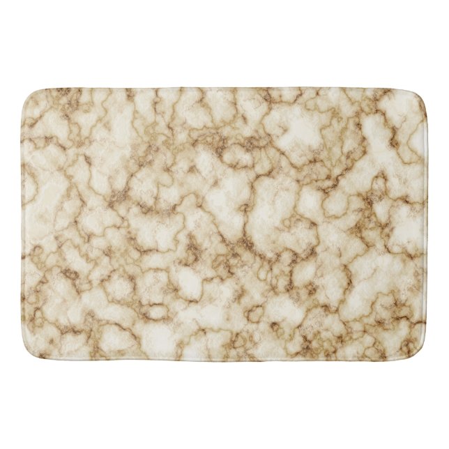 Tapete De Banheiro Dourada Branca Moderna Faux Marble Bath Mat (Frente)