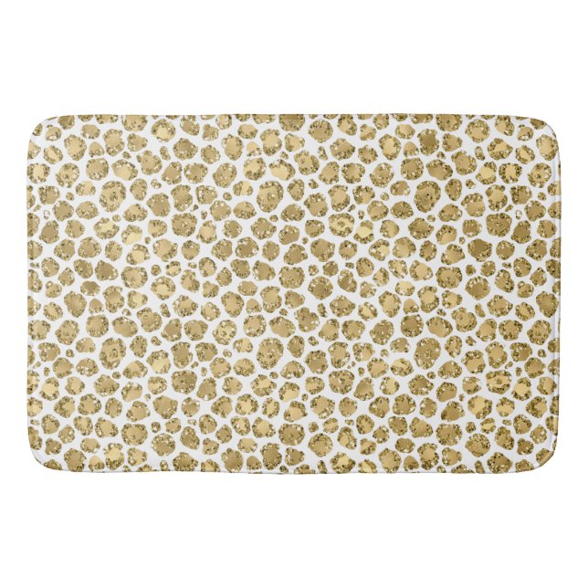 Tapete De Banheiro Dourada Glitter Leopardo Glitter      (Frente)
