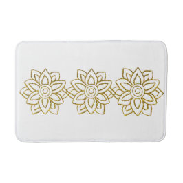 Tapete De Banheiro Dourada Glitter Poinsettia White de Natal