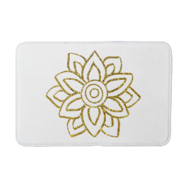 Tapete De Banheiro Dourada Glitter Poinsettia White de Natal