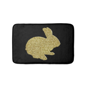 Tapete De Banheiro Dourada Glitter Silhouter Coelho Coelho Coelho Mor