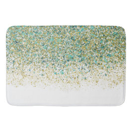 Tapete De Banheiro Dourado Branco e Brilho Azul-Teal Glam Moderno à B